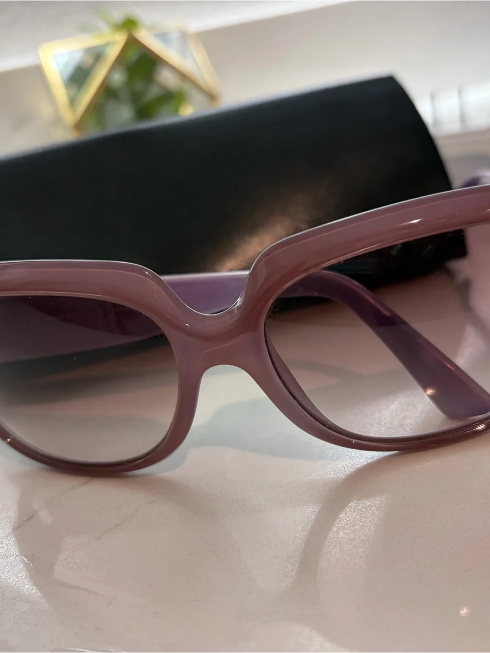 Fendi Lavender Square Sunglasses with Crystal Temple Detail